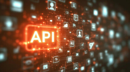 Glowing red API representing coding structure
