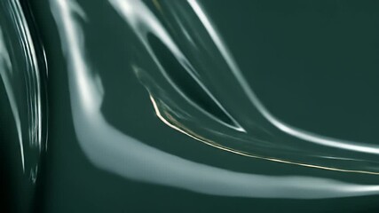 Wall Mural - Dark Green Glossy Texture Background: Smooth Waves and Subtle Reflections in a Minimalist Design.  A Rich, Deep Teal Gradient Creates an Elegant and