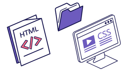 Html css web development coding folder design vector illustration graphic design and front end development concept
