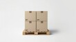 © Topa Studio - Stack of Four cardboard boxes mockup on euro pallet, isolated on white, 3d rendering