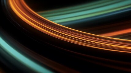 Wall Mural - Fluid Teal Orange and Green Light Lines Abstract Background Motion Design Texture. Seamless Looping Dynamic Energy Flowing Swirling Colorful Gradient