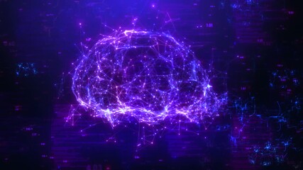 Wall Mural - Artificial Intelligence Neural Network Visualization – Futuristic Digital Brain with Data Connections and Glowing Nodes