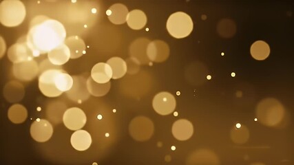 Wall Mural - Golden Bokeh Lights Shimmering Abstract Background: Warm Gold Particles Glowing in Dark Setting, Elegant Soft Focus Blur Texture, Ideal for Festive