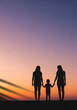 © WOLF - Silhouette of a Family Holding Hands at Sunset (generative ai)