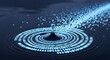 © Mohamed Nageeb - The ripple effect of data, a conceptual image of a raindrop splash transforming into expanding rings of glowing binary code.