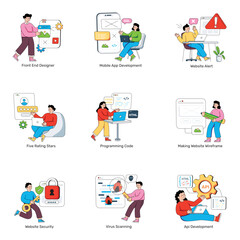 Wall Mural - set of programming flat illustrations