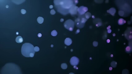 Wall Mural - Serene Blue and Purple Bokeh Lights Floating on Dark Background: An Abstract Motion Graphic Video with Soft Glow and Shimmering Particles, Ideal for
