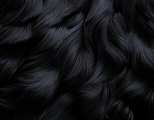 closeup of black animal fur texture background showing detailed and soft fluffy hair surface for natural pattern design