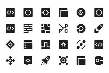 set of black icon designs for web applications and digital projects