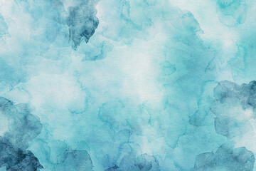 Wall Mural - Blue watercolor abstract background. Hand-painted stain artistic texture for poster, card, cover, banner.