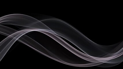 Wall Mural - white and grey flowing abstract waves on a black background. smooth modern fractal and creative curv