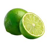 whole and half lime on transparent background