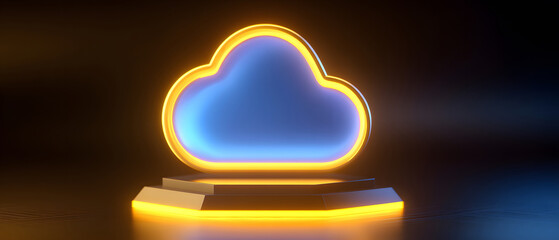 Blue cloud icon with futuristic technology style