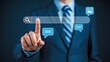 © MSTSAHERA - Businessman interacts with a digital search bar and communication icons