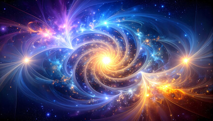 Wall Mural - Awe inspiring abstract background of colorful spiral galaxy nebula in deep space. universe full of glowing star light and cosmic energy, sense of creative wonder