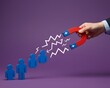© Samoresh - A man with a magnet attracts people. Leadership charisma. Attracting clients or hiring. Recruitment strategies, business outreach and customer acquisition.