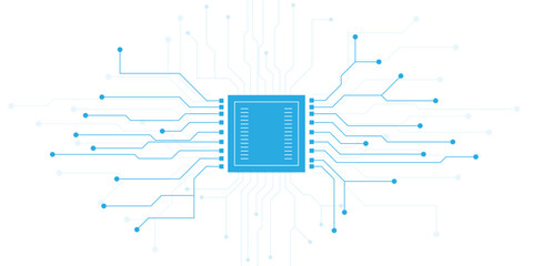 Wall Mural - abstract white blue digital technology futuristic circuit board background design. technology dots l