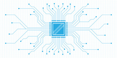 Wall Mural - abstract white blue digital technology futuristic circuit board background design. technology dots l