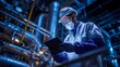© Sri - Engineer Inspects Equipment with Tablet Computer in Industrial Plant