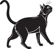 © monirul - Black cat walking and looking up with white outline