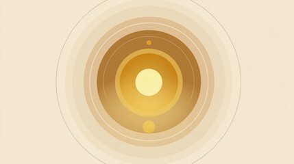 Wall Mural - Golden planet with orbiting moons creating concentric circles