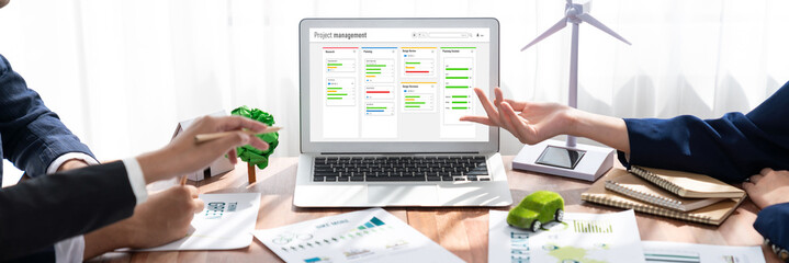 Wall Mural - project planning software for brisk business project management on the computer screen showing timel