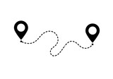 Dotted Route Line with Two Map Location Pins Illustration PNG Cut Out.