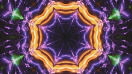 Wall Mural - orange and purple lights intertwine in a kaleidoscope design, creating a mesmerizing visual effect w