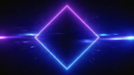 Wall Mural - glowing neon diamond shape radiating light against a dark background, crafting a vibrant and futuris
