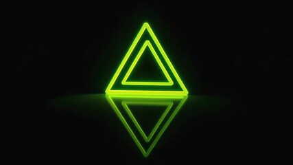 Wall Mural - two glowing neon green triangles overlapping create a captivating visual, featuring a modern geometr
