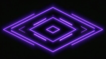 Wall Mural - purple neon rhombus glowing on a dark background creating a mesmerizing and futuristic visual effect