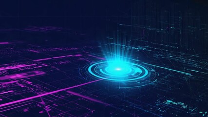 Wall Mural - futuristic motherboard circuit is glowing and transferring digital data with a bright center core an