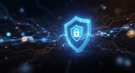 shield icon on secure global network representing cyber security and information protection, advance
