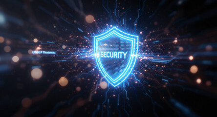 Shield icon on secure global network representing cyber security and information protection, advanced technology concept for business and internet marketing, ensuring data safety and digital defense 