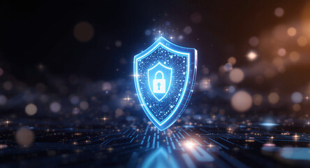Shield icon on secure global network representing cyber security and information protection, advanced technology concept for business and internet marketing, ensuring data safety and digital defense 