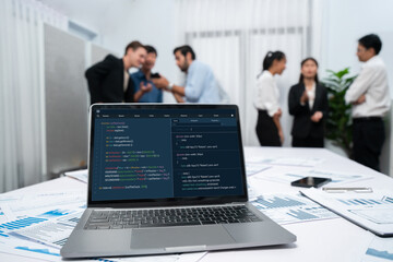 software development programming on computer screen for brisk application and program coding