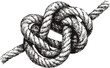 © NK - Intricate black and white illustration of a complex rope knot sketch. Vector illustration