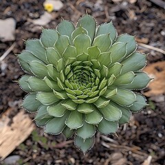 Wall Mural - Detailed Green Succulent Plant Aerial View Photography
