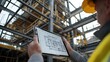 © sungedi - Construction worker reviewing building plans on a tablet.