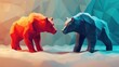 © Daisha - Low-poly bears face off, market crash backdrop, financial concept