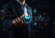 © Assetian - Businessman interacting with a holographic human resource interface