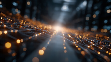 Canvas Print - network of light: a dynamic depiction of an intricate network of illuminated nodes, symbolizing conn