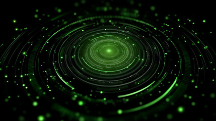 Wall Mural - digital energy flow: a mesmerizing display of interconnected green energy circles radiates with an e