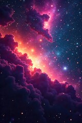 Wall Mural - Breathtaking Cosmic Nebula Vibrant Gas and Dust Swirling in a Stunning Ethereal Landscape, Perfect for Science Fiction, Astronomy, and Fantasy Projects