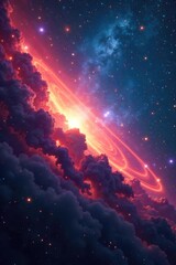 Wall Mural - Breathtaking Cosmic Nebula Vibrant Gas and Dust Swirl in a Stunning Light-Years-Away Landscape, Perfect for Science Fiction, Astronomy, and Fantasy Projects