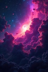 Wall Mural - Breathtaking Cosmic Nebula Vibrant Hues of Gas and Dust Swirling in Deep Space, Perfect for Science Fiction, Astronomy, and Fantasy Backgrounds