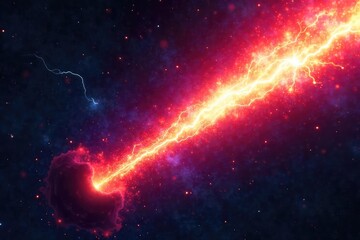 Wall Mural - Comet Lightning A Spectacular Cosmic Display of Vibrant Plasma and Icy Particles Streaking Across the Nebula, a Rare and Breathtaking Celestial Phenomenon