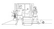 © AlenaSi - Fitness at home workout session for couple. Man and woman doing exercises together in living room. Fitness at home routine includes stretching and simple movements.