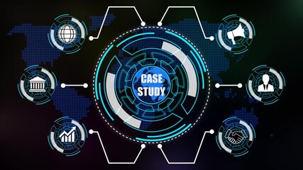 Business, Technology, Internet and network concept. Enterprise resource planning case study concept ,Abstract technology symbols on  Futuristic Technology AND world map Background.