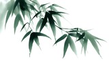 Delicate bamboo leaves in ink wash painting style.